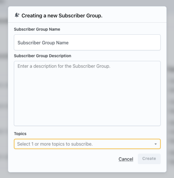 Subscriber Groups Create Form